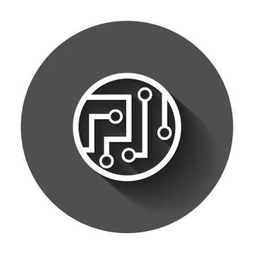 Circuit board icon in flat style. Technology microchip vector illustration wi 스톡 일러스트