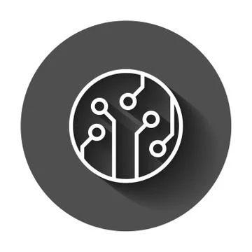 Circuit board icon in flat style. Technology microchip vector illustration wi Illustrazione stock