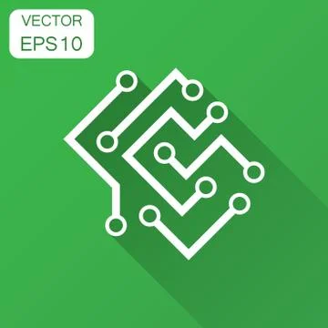 Circuit board icon in flat style. Technology microchip vector illustration wi Stock Illustration