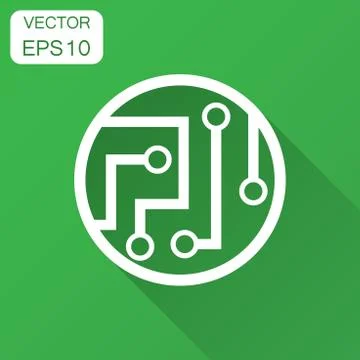 Circuit board icon in flat style. Technology microchip vector illustration wi Stock Illustration