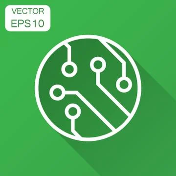 Circuit board icon in flat style. Technology microchip vector illustration wi 库存插图