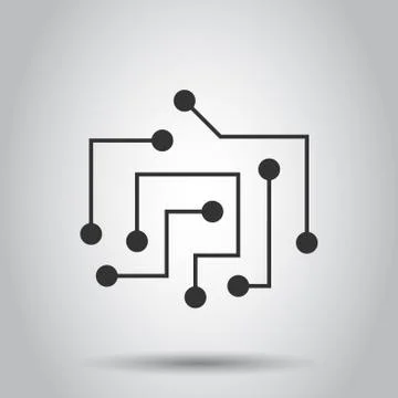 Circuit board icon in flat style. Technology microchip vector illustration on Stock Illustration