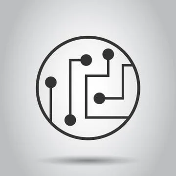 Circuit board icon in flat style. Technology microchip vector illustration on Stock Illustration