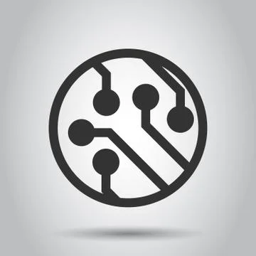 Circuit board icon in flat style. Technology microchip vector illustration on 스톡 일러스트