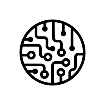 Circuit board icon in flat style Black chip symbol Stock Illustration