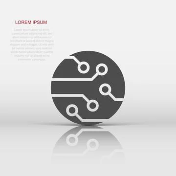 Circuit board icon in flat style. Technology microchip vector illustration .. Stock Illustration
