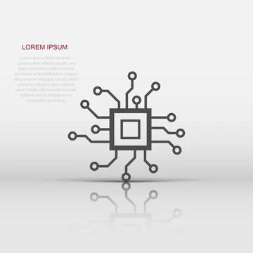 Circuit board icon in flat style. Technology microchip vector illustration .. Stock Illustration