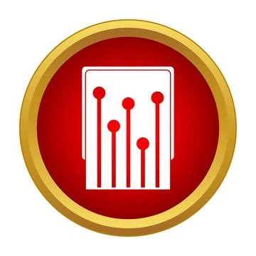 Circuit board icon inside a red circle with a golden border Stock Illustration