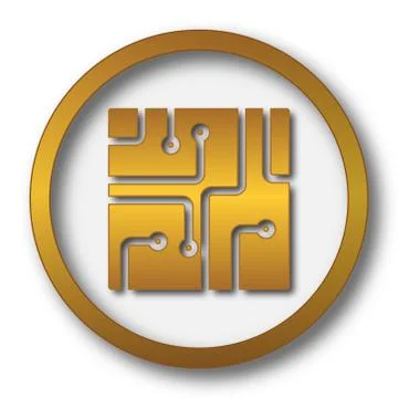Circuit board icon. Internet button on white background.. Stock Illustration