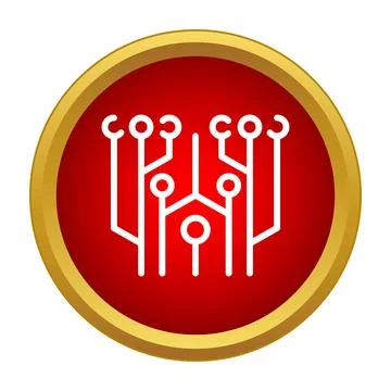 Circuit board icon representing digital technology and electronics Stock Illustration