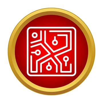 Circuit board icon representing digital technology and computing Stockillustratie