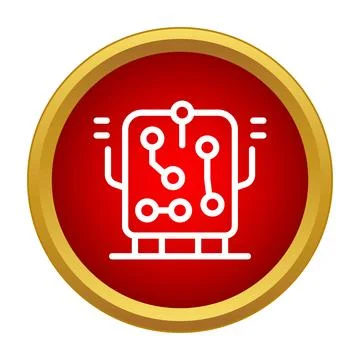Circuit board icon representing interconnected digital technology Stock Illustration