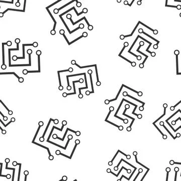 Circuit board icon seamless pattern background. Technology microchip vector i Stockillustratie