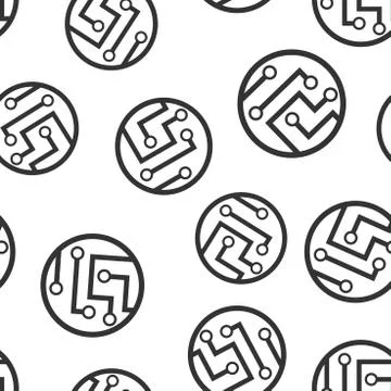 Circuit board icon seamless pattern background. Technology microchip vector i 스톡 일러스트