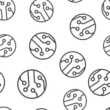 Circuit board icon seamless pattern background. Technology microchip vector i Stockillustratie