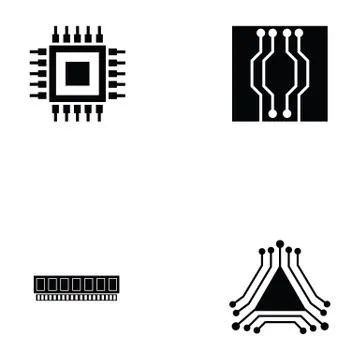 Circuit board icon set Stock Illustration