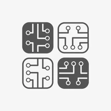 Circuit board icon stock vector illustration flat design Stock Illustration