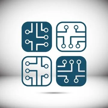 Circuit board icon stock vector illustration flat design 스톡 일러스트