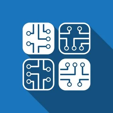 Circuit board icon stock vector illustration flat design 스톡 일러스트