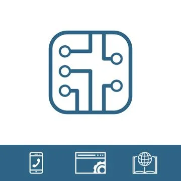 Circuit board icon stock vector illustration flat design Stock Illustration