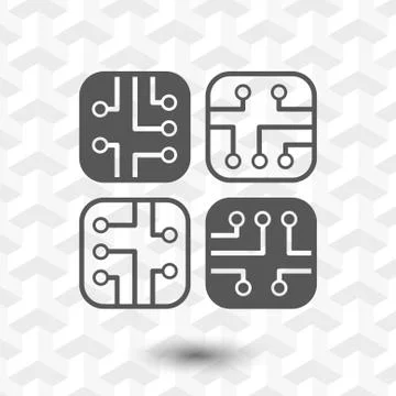 Circuit board icon stock vector illustration flat design 스톡 일러스트