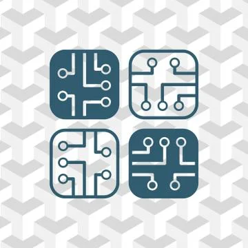 Circuit board icon stock vector illustration flat design 스톡 일러스트
