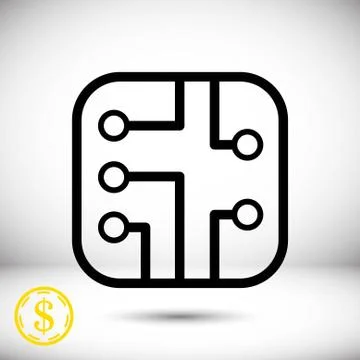 Circuit board icon stock vector illustration flat design 스톡 일러스트