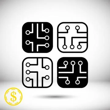 Circuit board icon stock vector illustration flat design 스톡 일러스트