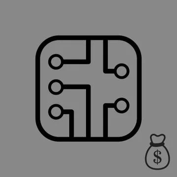 Circuit board icon stock vector illustration flat design 스톡 일러스트