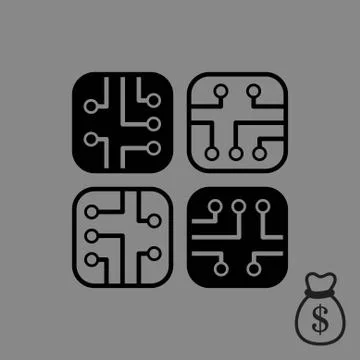 Circuit board icon stock vector illustration flat design 스톡 일러스트