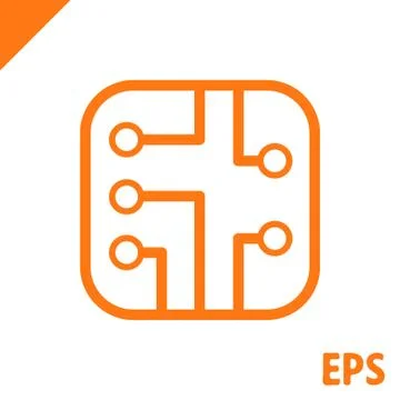 Circuit board icon stock vector illustration flat design 스톡 일러스트