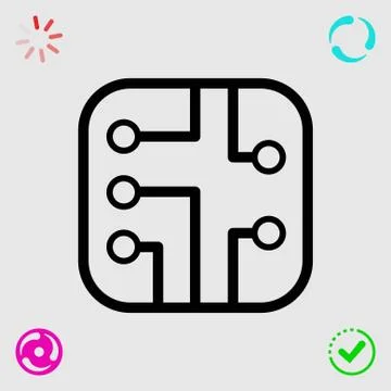 Circuit board icon stock vector illustration flat design 스톡 일러스트