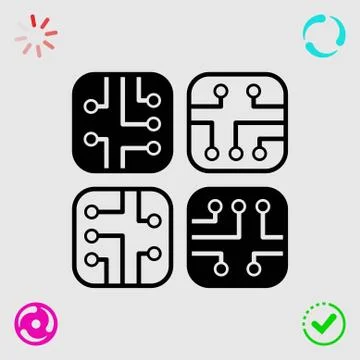 Circuit board icon stock vector illustration flat design 스톡 일러스트