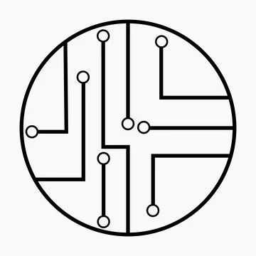 Circuit board icon, technology, processor line. isolated on white Stock Illustration