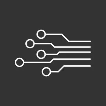 Circuit board icon. Technology scheme symbol flat vector illustration on blac Illustrazione stock