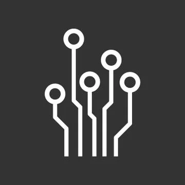 Circuit board icon. Technology scheme symbol flat vector illustration on blac Illustrazione stock
