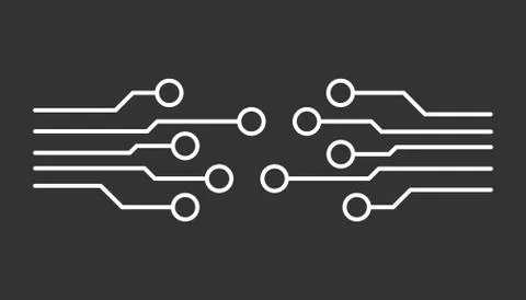 Circuit board icon. Technology scheme symbol flat vector illustration on blac Illustrazione stock