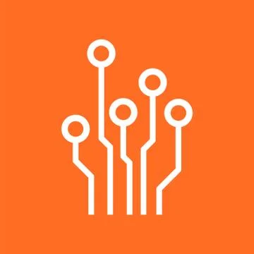 Circuit board icon. Technology scheme symbol flat vector illustration on oran Illustrazione stock