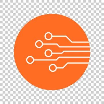 Circuit board icon. Technology scheme symbol flat vector illustration on oran Illustrazione stock