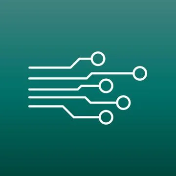 Circuit board icon. Technology scheme symbol flat vector illustration on gree Illustrazione stock