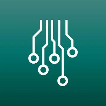 Circuit board icon. Technology scheme symbol flat vector illustration on gree Illustrazione stock