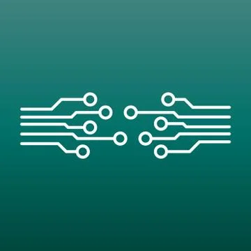 Circuit board icon. Technology scheme symbol flat vector illustration on gree Illustrazione stock