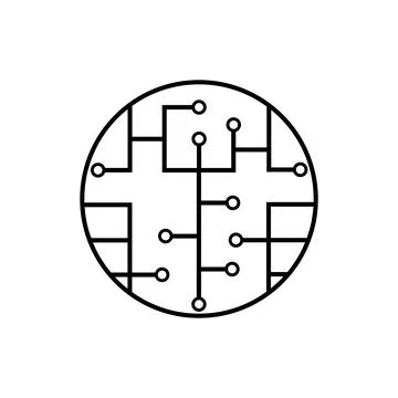 Circuit board icon. Technology scheme circles sign symbols. Vector illustration Stock Illustration