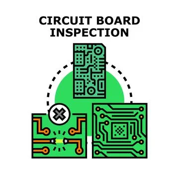 Circuit board inspection and problem fixing process Stock Illustration