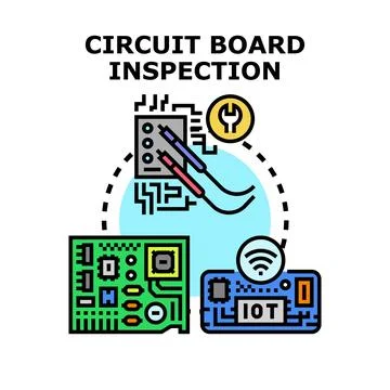 Circuit board inspection process with testing equipment Stock Illustration