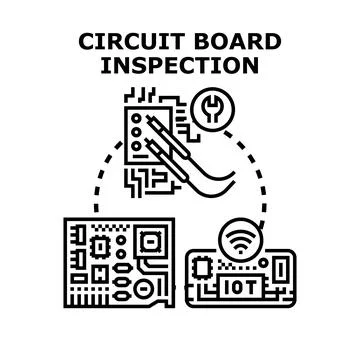 Circuit board inspection process with testing equipment Stock Illustration