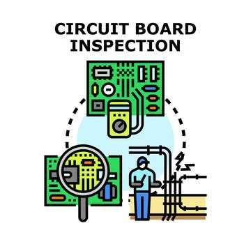Circuit board inspection process using diagnostic tools Illustrazione stock