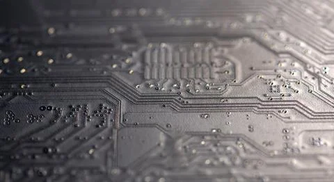 Circuit board with integrated electronics. Circuit board in hardware backgrou Stock Photos