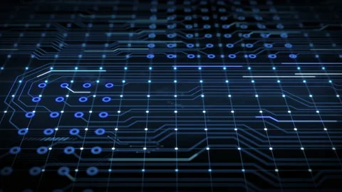 Circuit Board Lines Blue Technology Background 스톡 동영상 153236030