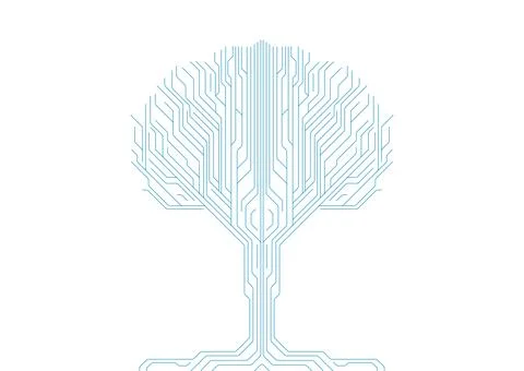 Circuit board lines pattern in the shape of the tree abstract minimal backgro Illustrazione stock
